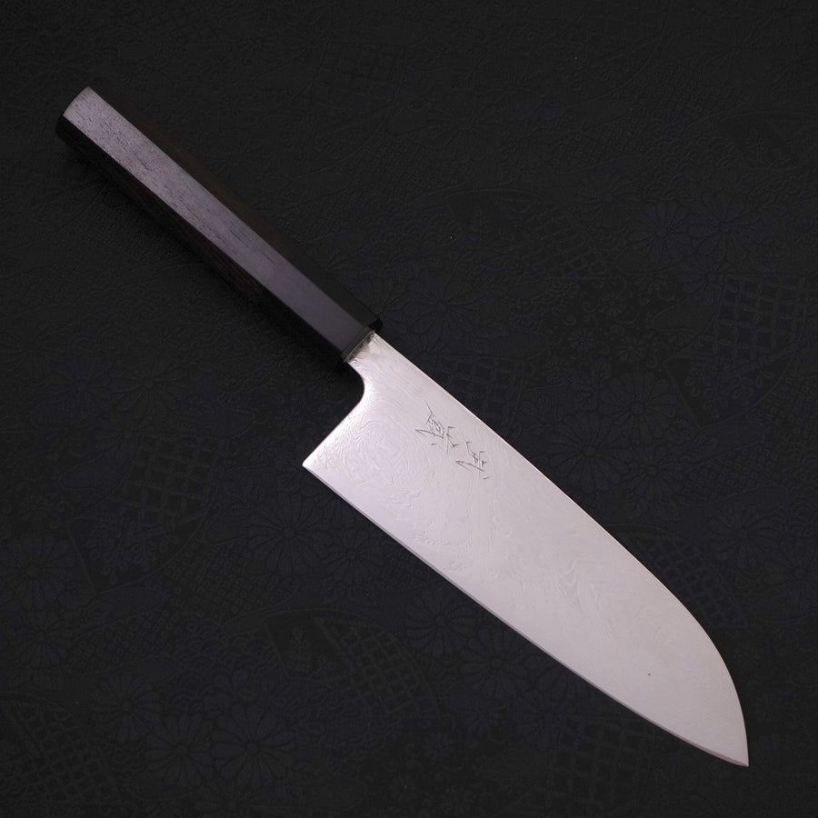Santoku SLD Wave Nickel Damascus Buffalo Ebony Handle 165mm