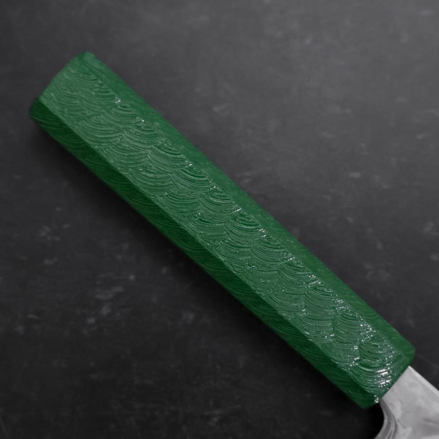 Santoku SLD Wave Nickel Damascus Green Urushi Handle 165mm
