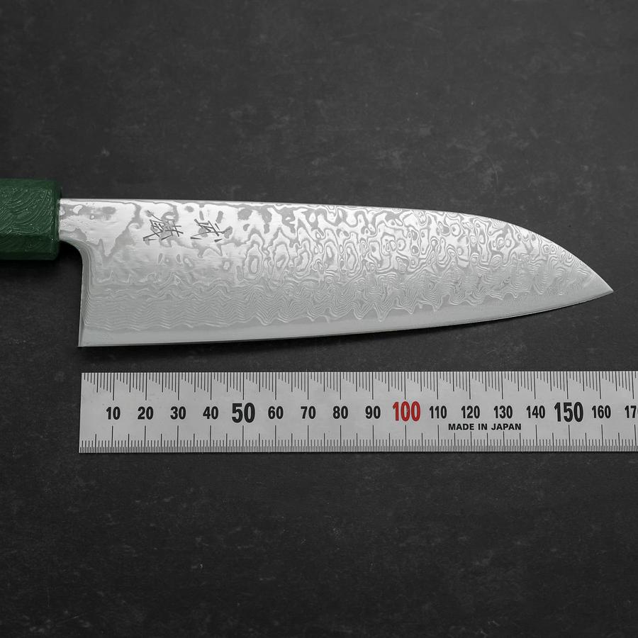 Santoku SLD Wave Nickel Damascus Green Urushi Handle 165mm