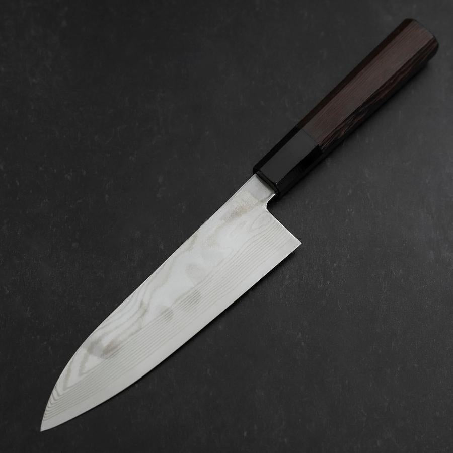 Santoku Silver Steel #3 Damascus Buffalo Wenge Handle 180mm