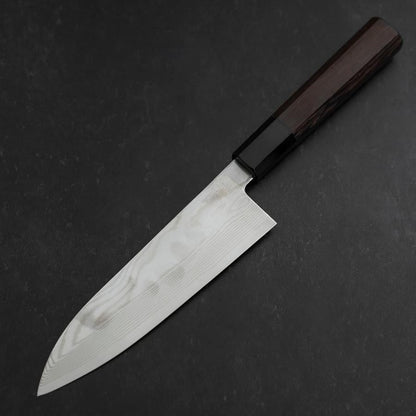 Santoku Silver Steel #3 Damascus Buffalo Wenge Handle 180mm