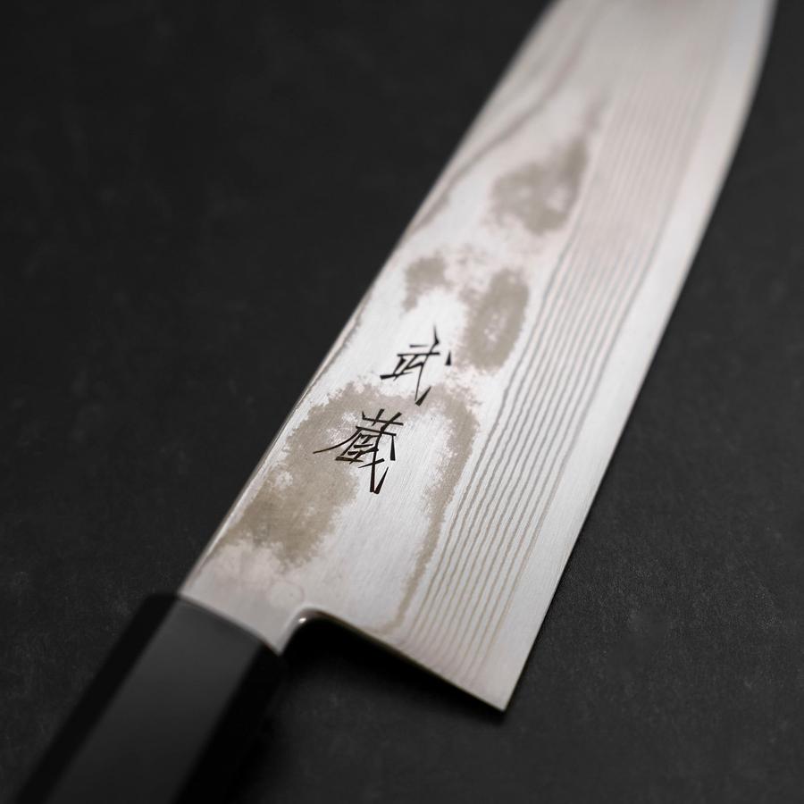 Santoku Silver Steel #3 Damascus Buffalo Wenge Handle 180mm