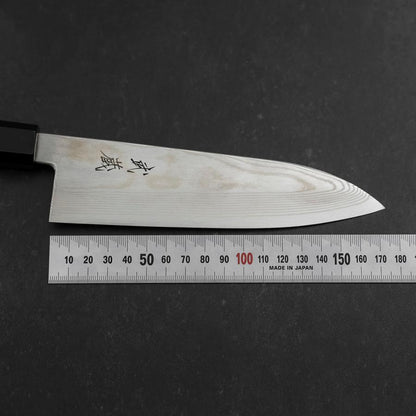 Santoku Silver Steel #3 Damascus Buffalo Wenge Handle 180mm