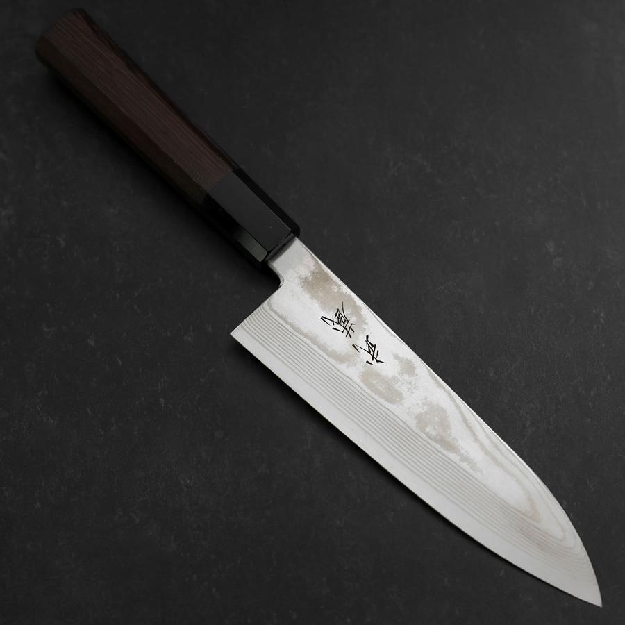 Santoku Silver Steel #3 Damascus Buffalo Wenge Handle 180mm