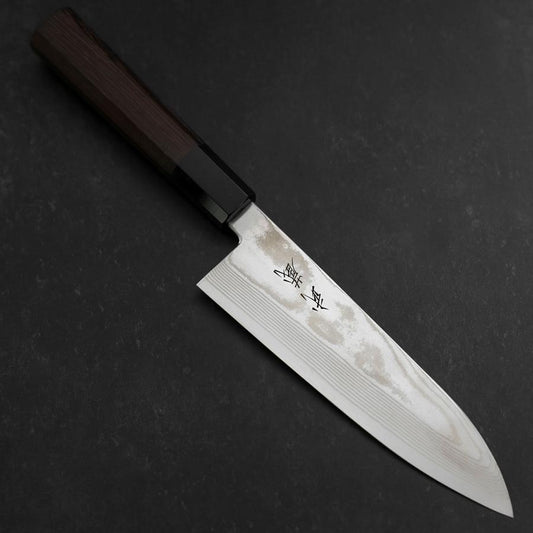 Santoku Silver Steel #3 Damascus Buffalo Wenge Handle 180mm