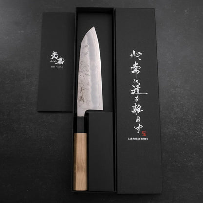 Santoku Silver Steel #3 Nashiji Buffalo Magnolia Handle 165mm