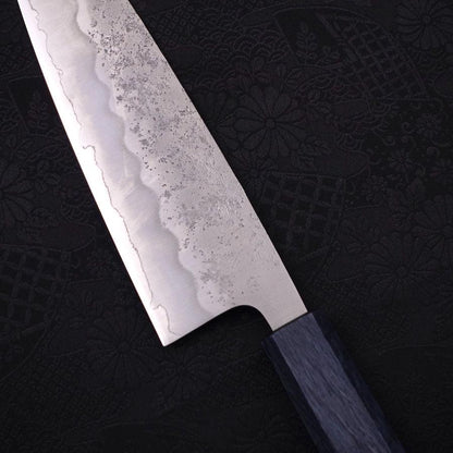 Santoku Silver Steel #3 Nashiji Dark Blue Handle 165mm