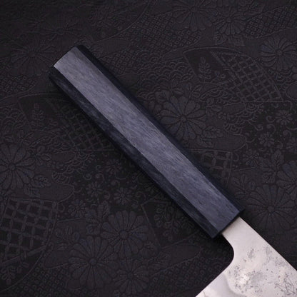 Santoku Silver Steel #3 Nashiji Dark Blue Handle 165mm