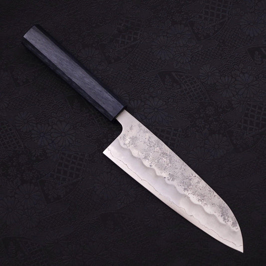 Santoku Silver Steel #3 Nashiji Dark Blue Handle 165mm
