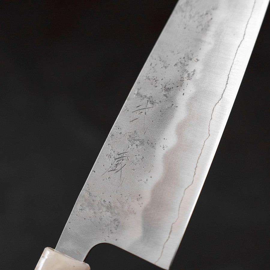 Santoku Silver Steel #3 Nashiji Ocean Blue White Handle 165mm