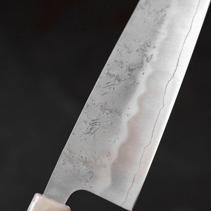 Santoku Silver Steel #3 Nashiji Ocean Blue White Handle 165mm
