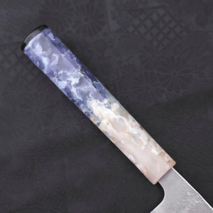 Santoku Silver Steel #3 Nashiji Ocean Blue White Handle 165mm