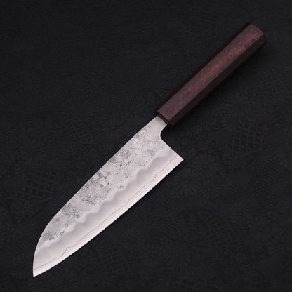Santoku Silver Steel #3 Nashiji Purple Urushi Handle 165mm