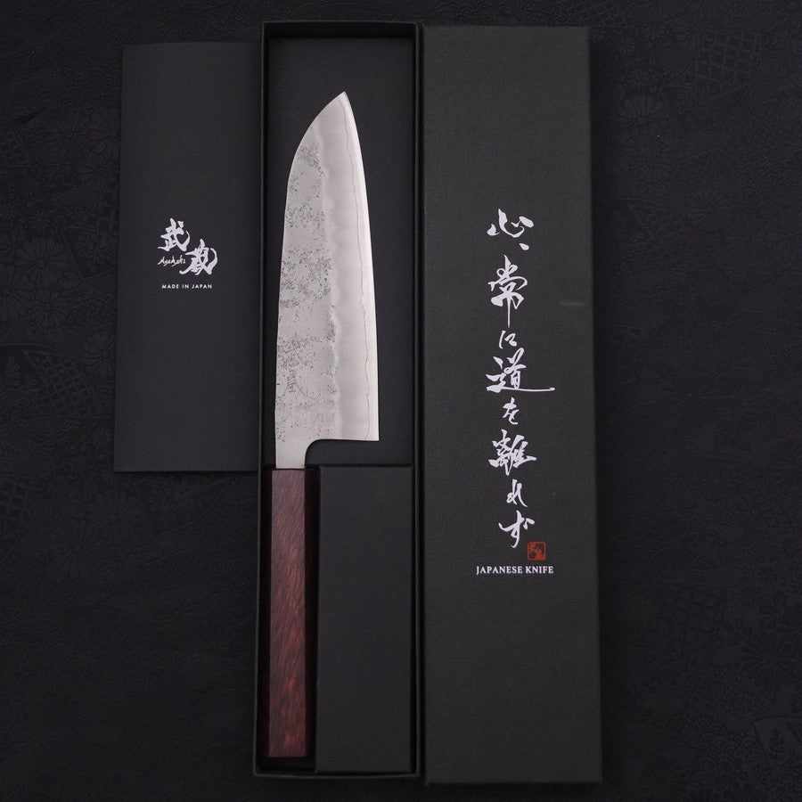 Santoku Silver Steel #3 Nashiji Purple Urushi Handle 165mm