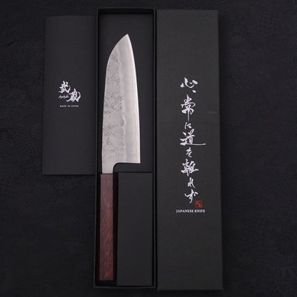 Santoku Silver Steel #3 Nashiji Purple Urushi Handle 165mm