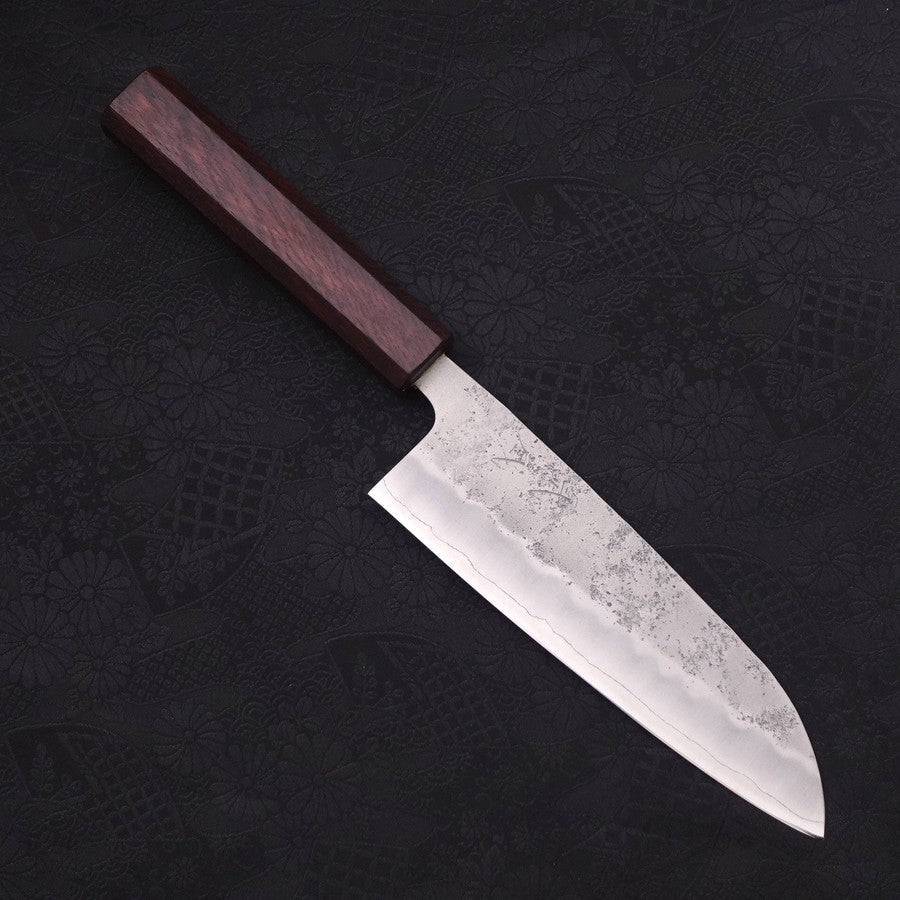Santoku Silver Steel #3 Nashiji Purple Urushi Handle 165mm