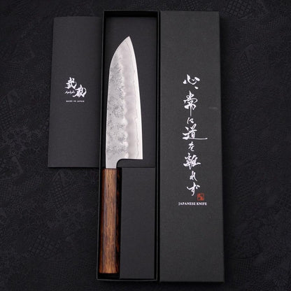 Santoku Silver Steel #3 Nashiji Sumi Urushi Handle 165mm