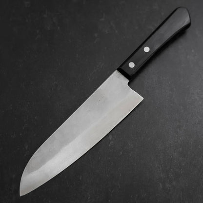 Santoku Silver Steel #3 Nashiji Western Black Handle 180mm