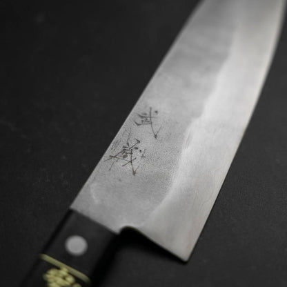 Santoku Silver Steel #3 Nashiji Western Black Handle 180mm