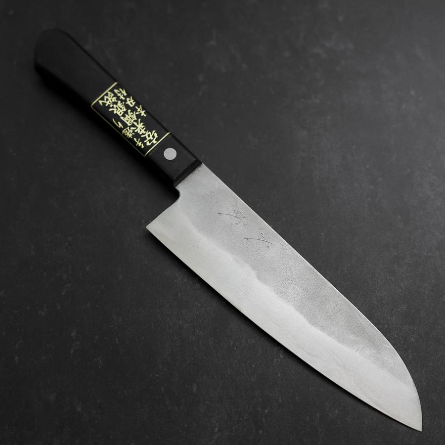Santoku Silver Steel #3 Nashiji Western Black Handle 180mm
