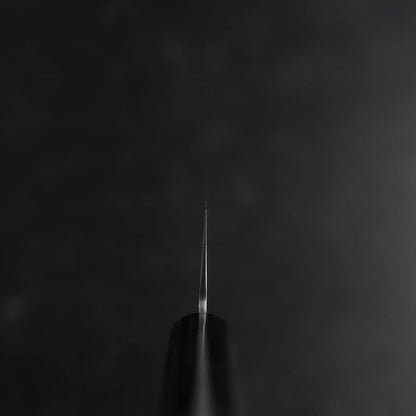 Santoku Silver Steel #3 Nashiji Western Purple Handle 180mm (Tsuba-Nashi)