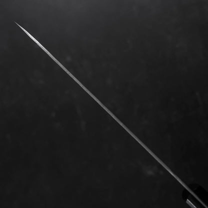 Santoku Silver Steel #3 Nashiji Western Purple Handle 180mm (Tsuba-Nashi)