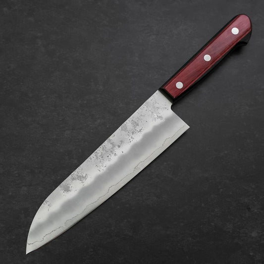 Santoku Silver Steel #3 Nashiji Western Red Handle 180mm