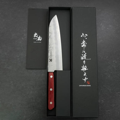 Santoku Silver Steel #3 Nashiji Western Red Handle 180mm