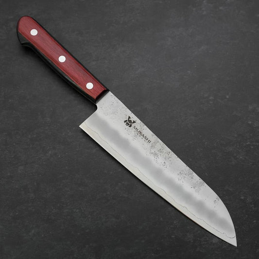 Santoku Silver Steel #3 Nashiji Western Red Handle 180mm