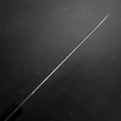 Santoku Silver Steel #3 Nashiji Western Red Handle 180mm (Tsuba-Nashi)
