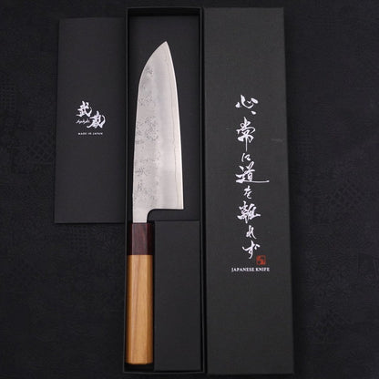 Santoku Silver Steel #3 Nashiji Zelkova Handle 165mm