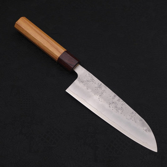 Santoku Silver Steel #3 Nashiji Zelkova Handle 165mm