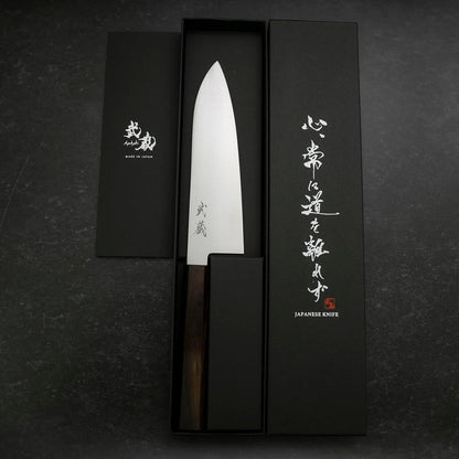 Santoku Silver Steel #3 Polished Ebony Handle 180mm
