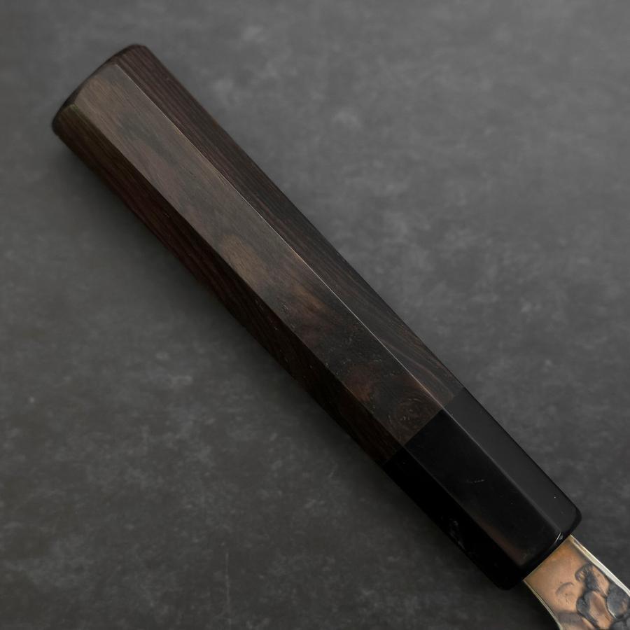 Santoku Silver Steel #3 Tsuchime Damascus Buffalo Ebony Handle 170mm