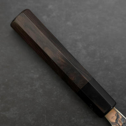 Santoku Silver Steel #3 Tsuchime Damascus Buffalo Ebony Handle 170mm