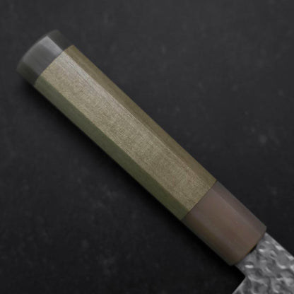 Santoku Silver Steel #3 Tsuchime Damascus Buffalo Magnolia Handle 170mm