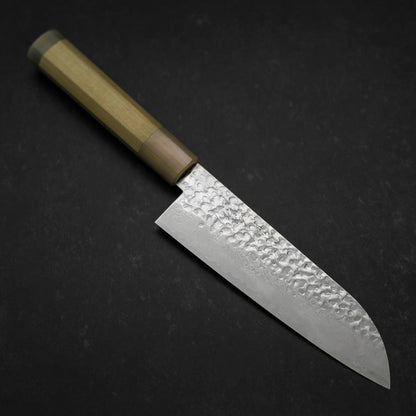 Santoku Silver Steel #3 Tsuchime Damascus Buffalo Magnolia Handle 170mm
