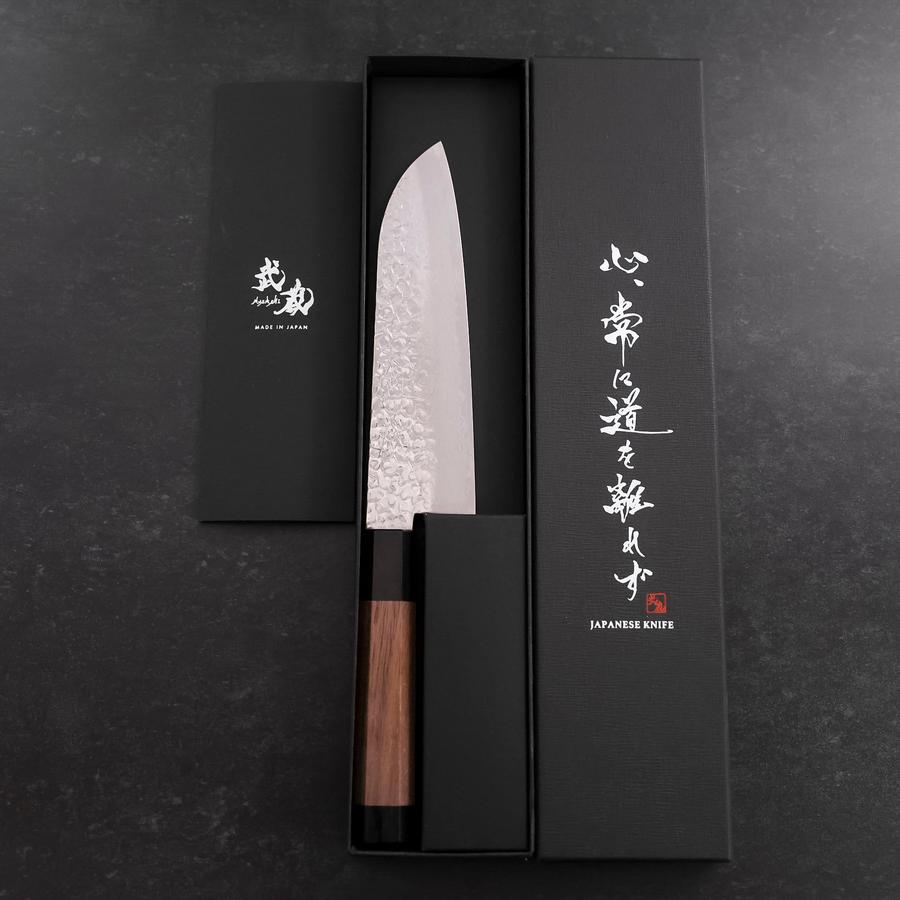 Santoku Silver Steel #3 Tsuchime Damascus Walnut Handle 170mm