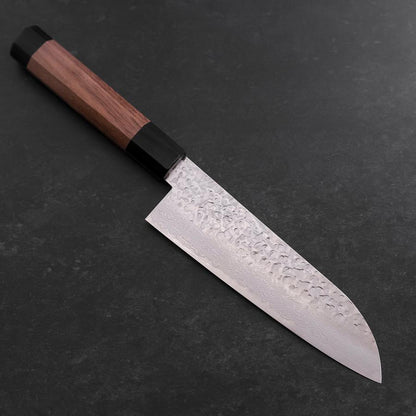 Santoku Silver Steel #3 Tsuchime Damascus Walnut Handle 170mm