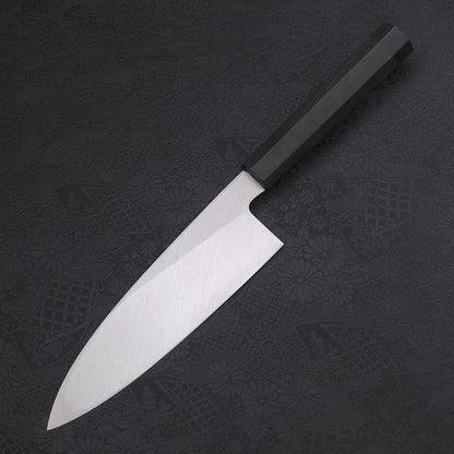 Santoku Single-Edged White Steel #2 Kasumi Buffalo Ebony Handle 180mm