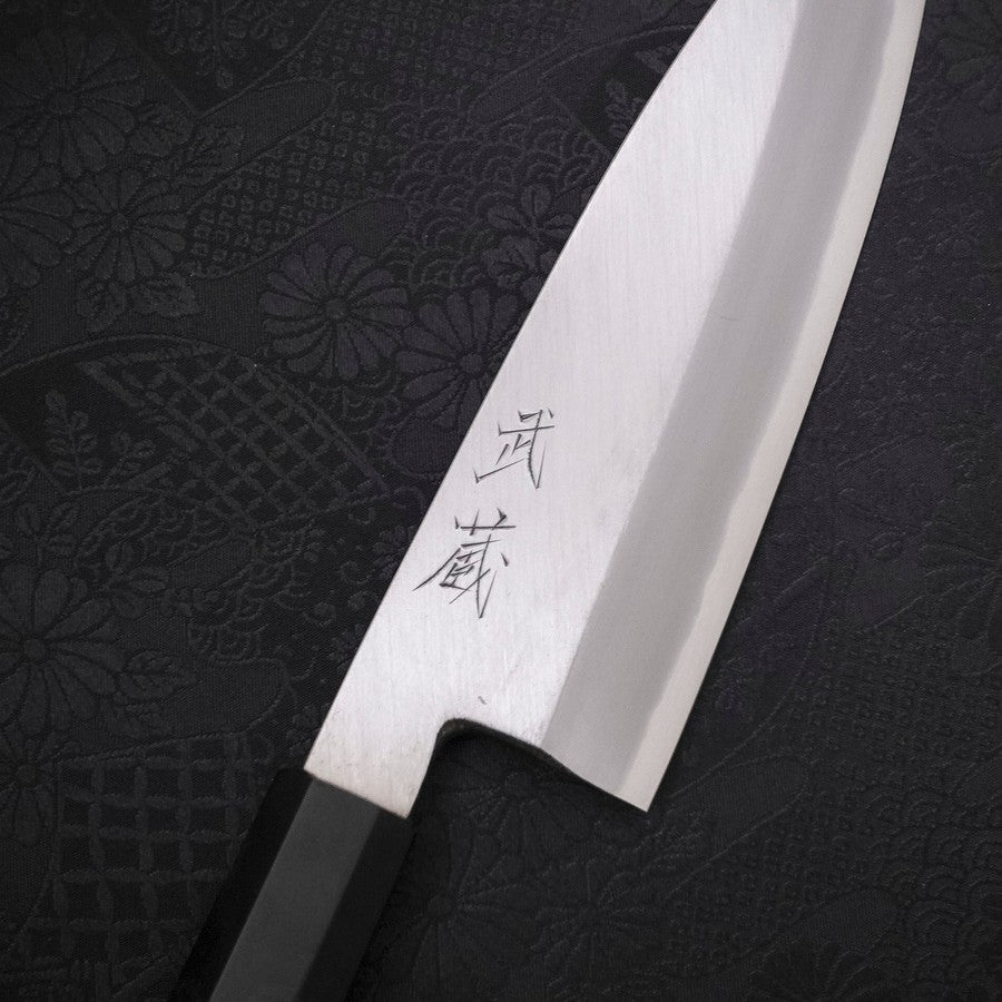 Santoku Single-Edged White Steel #2 Kasumi Buffalo Ebony Handle 180mm