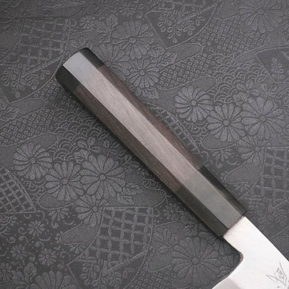 Santoku Single-Edged White Steel #2 Kasumi Buffalo Ebony Handle 180mm