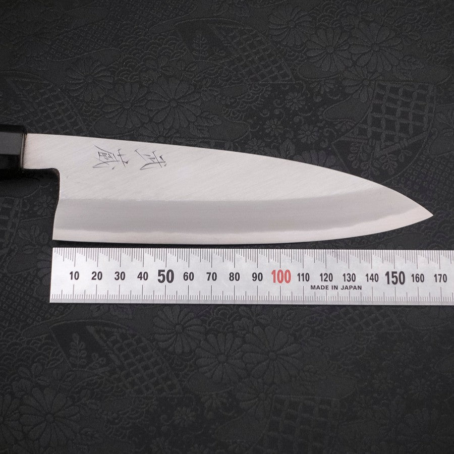 Santoku Single-Edged White Steel #2 Kasumi Buffalo Ebony Handle 180mm