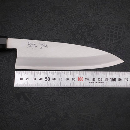 Santoku Single-Edged White Steel #2 Kasumi Buffalo Ebony Handle 180mm