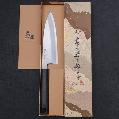 Santoku Single-Edged White Steel #2 Kasumi Buffalo Ebony Handle 180mm
