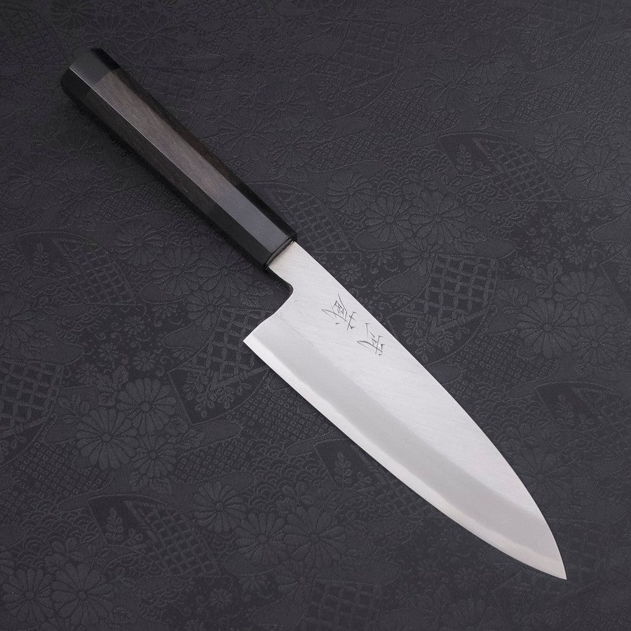 Santoku Single-Edged White Steel #2 Kasumi Buffalo Ebony Handle 180mm