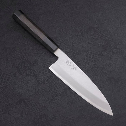 Santoku Single-Edged White Steel #2 Kasumi Buffalo Ebony Handle 180mm