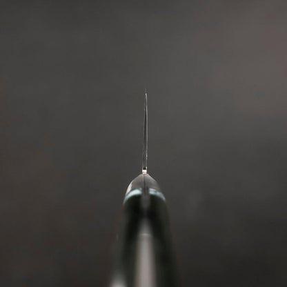 Santoku Stainless Clad Blue Steel #2 Polished Green Micarta Turqoise Handle 180mm