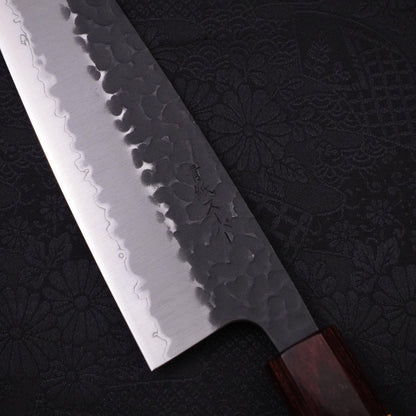 Santoku Stainless Clad Blue Super Kurouchi Tsuchime Zelkova Handle 170mm