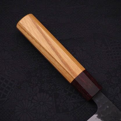 Santoku Stainless Clad Blue Super Kurouchi Tsuchime Zelkova Handle 170mm